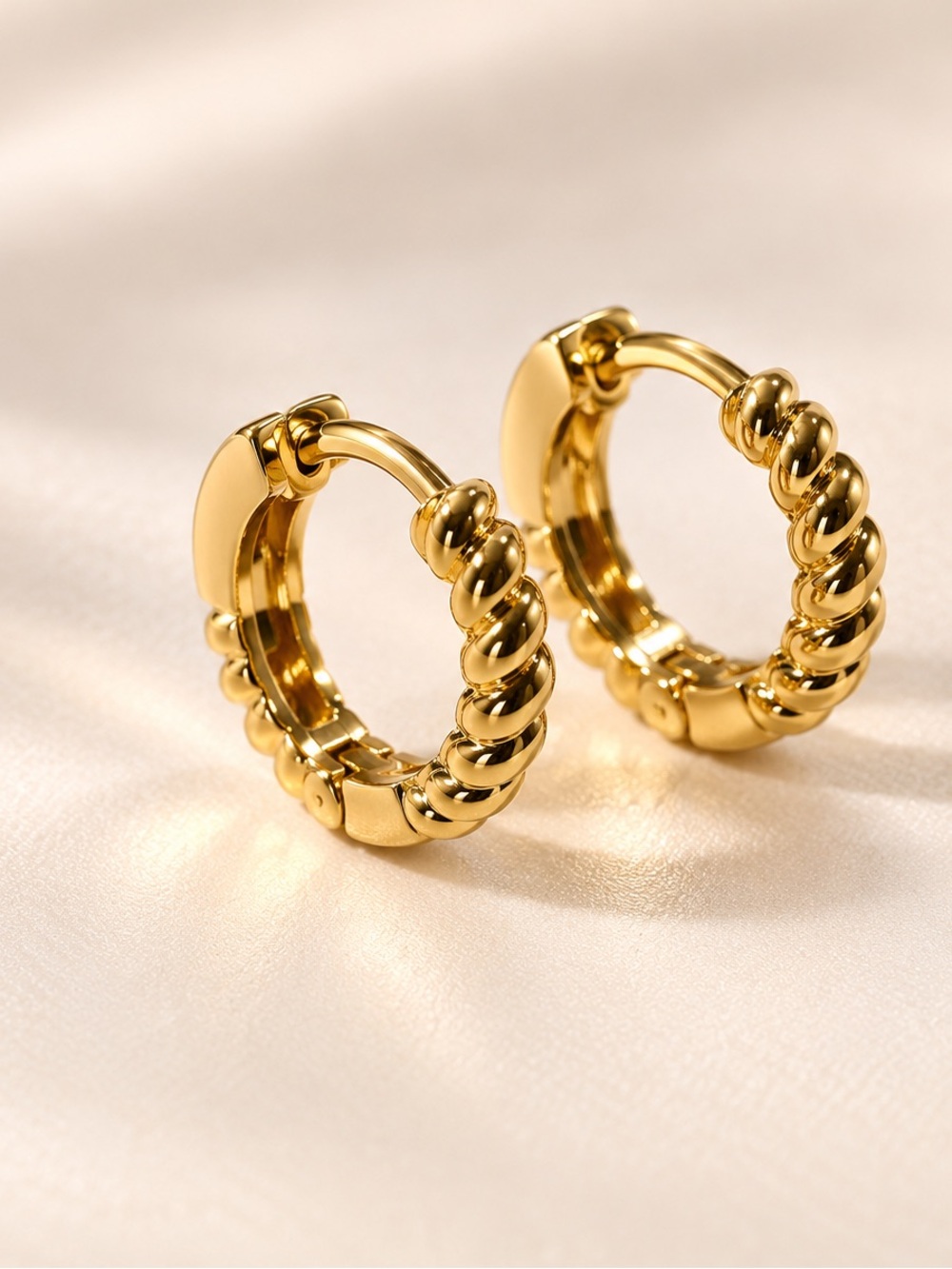Gold Twisted Hoop Earrings - Women Jewelry